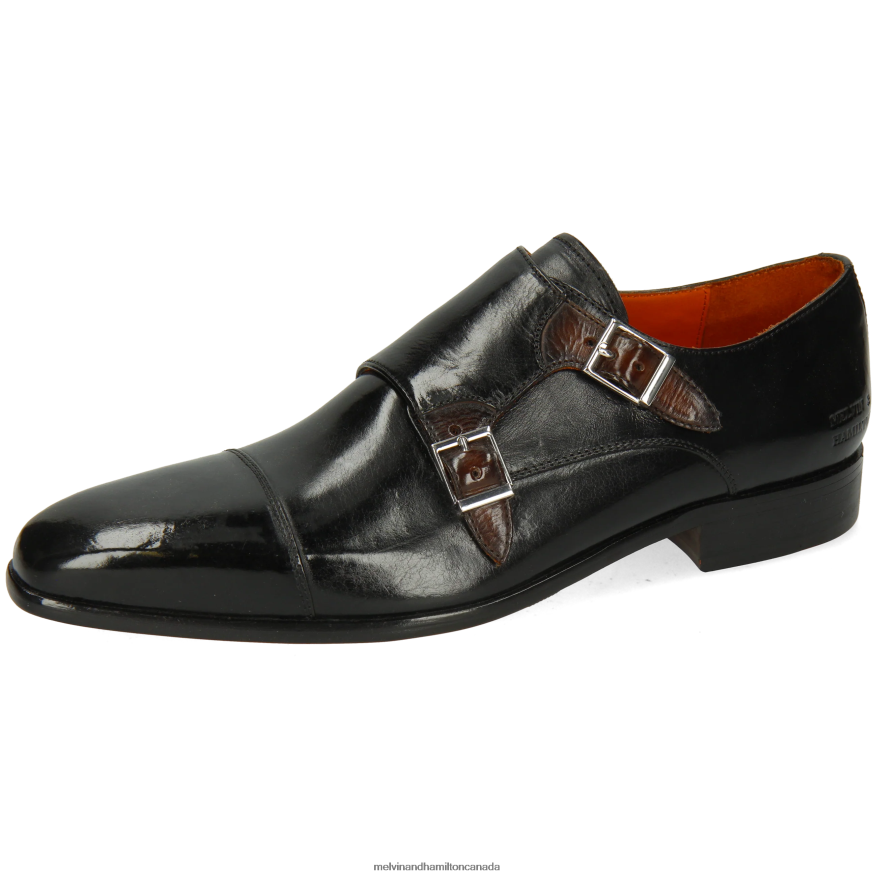 Men Melvin & Hamilton Black Lewis 52 Monk Shoes P4V68P341 Men Melvin & Hamilton Black Lewis 52 Monk Shoes P4V68P341